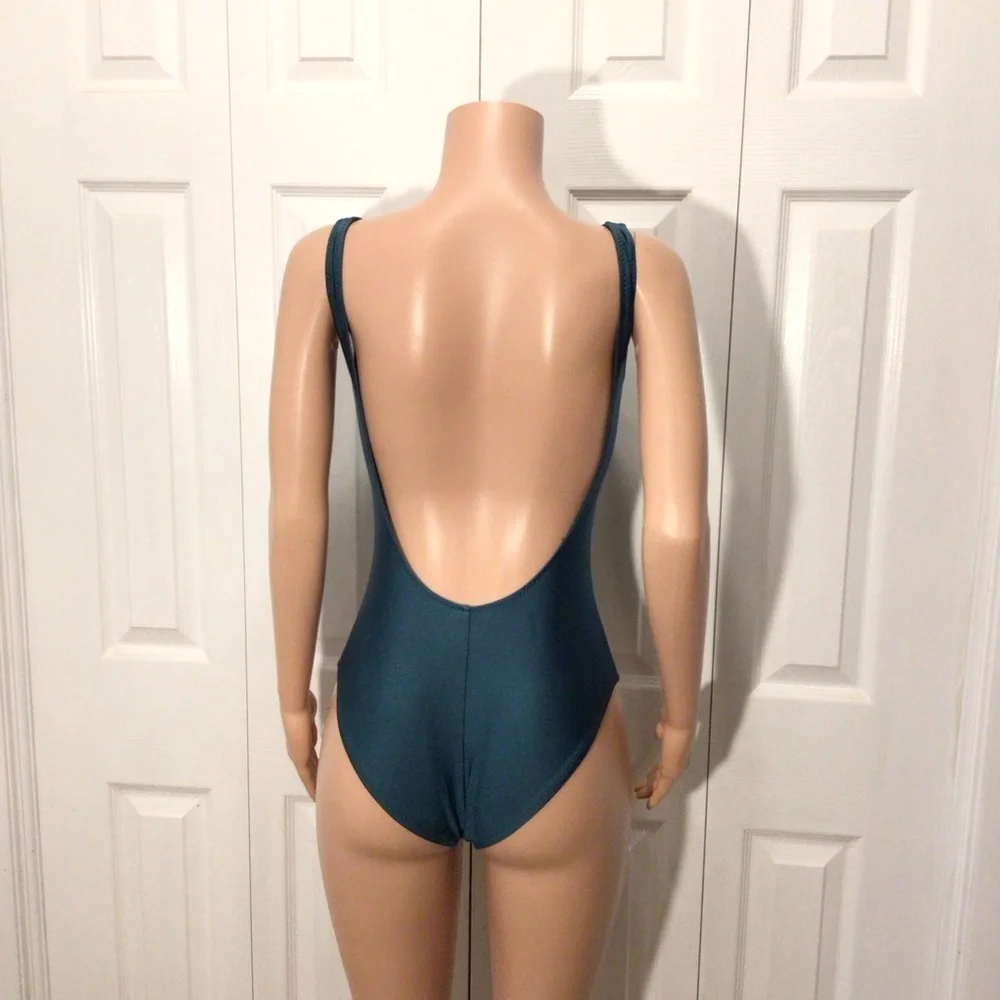 Mossimo Womens Green Grommet Lace Up One Piece Swimsuit Size Small